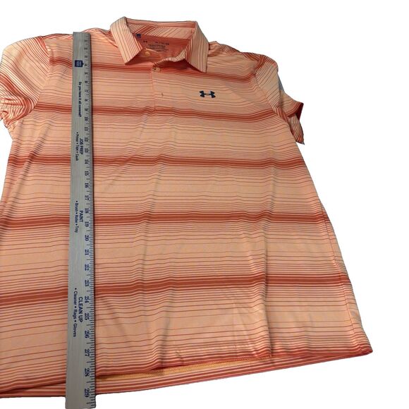 Under Armour The Playoff Polo Shirt Men’s Size XLarge Orange Stripes Casual - Picture 7 of 10